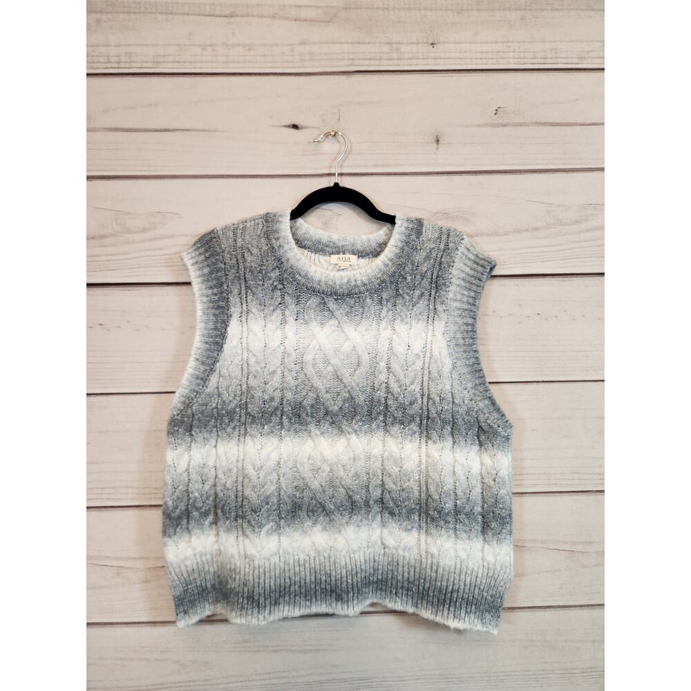 A.n.a Women's Gray White Knit Crew Neck Sleeveless Pullover Sweater Vest Size XL